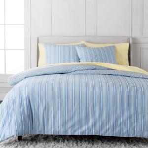 MARTHA STEWART Natalie King Size Duvet, 3 Piece Set-1 Duvet Cover, 2 Pillow Shams, Crinkle Velvet Texture, Soft & Royal, Machine Wash, 104″x92″ with Button Closure, Champagne(Blue / Yellow)