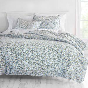 MARTHA STEWART Natalie King Size Duvet, 3 Piece Set-1 Duvet Cover, 2 Pillow Shams, Crinkle Velvet Texture, Soft & Royal, Machine Wash, 104″x92″ with Button Closure, Champagne(Floral Multi)
