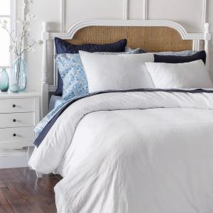 MARTHA STEWART Natalie King Size Duvet, 3 Piece Set-1 Duvet Cover, 2 Pillow Shams, Crinkle Velvet Texture, Soft & Royal, Machine Wash, 104″x92″ with Button Closure, Champagne(Solid White)