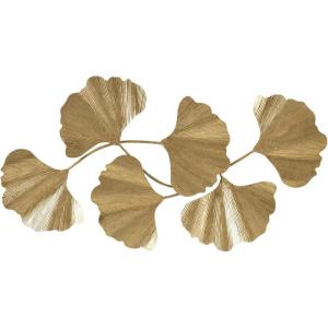 Madison Park Wall Art Living Room Décor Faye Metal Foil Ginkgo Leaf Large Home Accent Modern Inspired Dining, Bathroom Decoration Ready to Hang Ornament for Bedroom, 43″W x 23.5″H x 1.6″D, Gold
