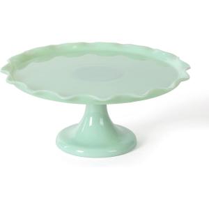 Martha Stewart 12″ x 5.7″ Stoneware Cake Stand W/ Server – White(Green (11″))
