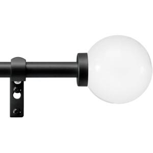 Martha Stewart Beaufort Curtain Rod for Windows 66 to 120 inches, Adjustable Length .75 inch Diameter Metal Curtain Rod with Round Finials, 66” – 120”, Brushed Brass(Black)