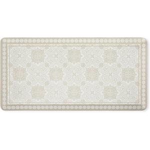 Martha Stewart Comfort Anti Fatigue Strie Medallion Tile Kitchen Mat, Comfort Standing Mat, Non-Slip Backing, Safe Beveled Edge, Charcoal Black, 19.6″ x39″(Beige)