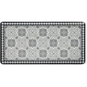 Martha Stewart Comfort Anti Fatigue Strie Medallion Tile Kitchen Mat, Comfort Standing Mat, Non-Slip Backing, Safe Beveled Edge, Charcoal Black, 19.6″ x39″(Charcoal Black)