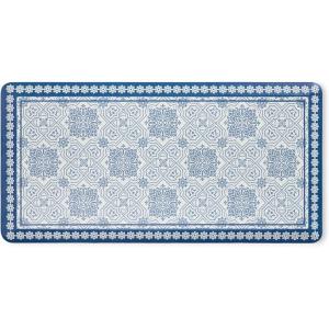 Martha Stewart Comfort Anti Fatigue Strie Medallion Tile Kitchen Mat, Comfort Standing Mat, Non-Slip Backing, Safe Beveled Edge, Charcoal Black, 19.6″ x39″(Navy Blue)