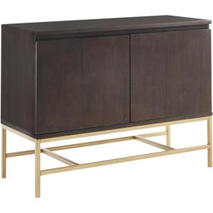 Martha Stewart Crestview Hall Console Table for Entryway with Storage, Solid Rubber Wood Frame, Vintage Demilune Shape, Bronze Knobs, Farmhouse, Accent Living Room Furniture Décor – Reclaimed Greige(Morocco/Gold)