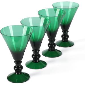 Martha Stewart Crispa 4 Piece 10 Ounce Goblet Martini Handmade Glassware – Jade Green(Jade Green (Glass))