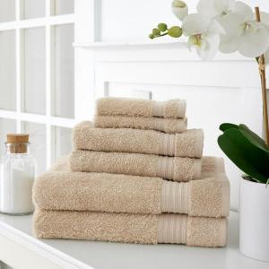 Martha Stewart Egyptian Cotton Bath Towels Set – 6 Piece, 2 Bath Towels – 2 Hand Towels – 2 Washcloths, Absorbent Bathroom Towels, Bathroom Essentials, Oyster(Oyster)