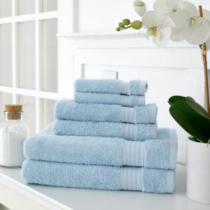 Martha Stewart Egyptian Cotton Bath Towels Set – 6 Piece, 2 Bath Towels – 2 Hand Towels – 2 Washcloths, Absorbent Bathroom Towels, Bathroom Essentials, Oyster(Spa Blue)