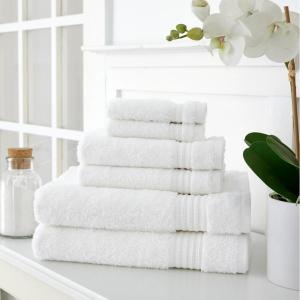 Martha Stewart Egyptian Cotton Bath Towels Set – 6 Piece, 2 Bath Towels – 2 Hand Towels – 2 Washcloths, Absorbent Bathroom Towels, Bathroom Essentials, Oyster(New White)