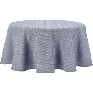 Martha Stewart Honeycomb Polyester Cotton Rectangle Tablecloth, 60″x102″, Natural(Blue)