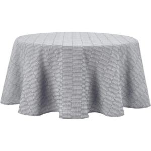 Martha Stewart Honeycomb Polyester Cotton Rectangle Tablecloth, 60″x102″, Natural(Charcoal Grey)