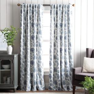 Martha Stewart Jakarta Blackout Rod Pocket/Back Tab Window Curtain Panel Pair, 84″, Indigo(Indigo)