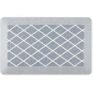 Martha Stewart Miles Modern Diamond Anti-Fatigue Air-Infused Kitchen Mat, Beige, 19.6″x32″(Blue)
