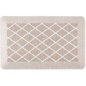 Martha Stewart Miles Modern Diamond Anti-Fatigue Air-Infused Kitchen Mat, Beige, 19.6″x32″(Coffee Brown)