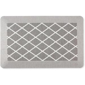 Martha Stewart Miles Modern Diamond Anti-Fatigue Air-Infused Kitchen Mat, Beige, 19.6″x32″(Grey)