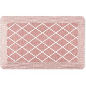 Martha Stewart Miles Modern Diamond Anti-Fatigue Air-Infused Kitchen Mat, Beige, 19.6″x32″(Spice Red)