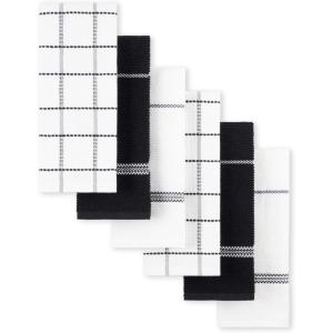 Martha Stewart Modern Waffle Kitchen Towel Set 6-Pack, Aqua Blue, 16″x28″(Black)