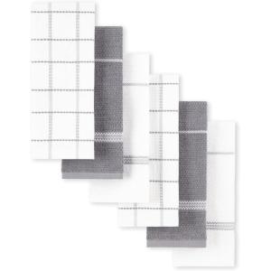 Martha Stewart Modern Waffle Kitchen Towel Set 6-Pack, Aqua Blue, 16″x28″(Grey)