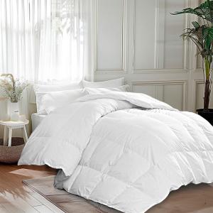 Martha Stewart White Goose King Size Feathers Down Fiber Comforter, 100% Cotton Duvet Insert King, Hotel Luxury Hypoallergenic Comforter 68oz All Season Medium Warmth 106 x 90 Inch(White/Extra Warmth)