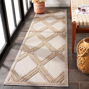 Martha Stewart x SAFAVIEH Outdoor Area Rug Collection – 8′ x 10′, Grey & Light Grey, Weather Resistant & Washable, Ideal for Patio, Backyard, Mudroom, Deck, Dining Space (MSRO226F)(Beige/Brown)