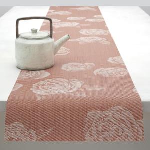 Martha by Martha Stewart | Chilewich Rosette 14”x72” Table Runner in Flax(Burnt Coral)