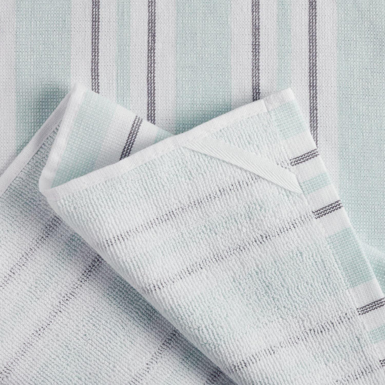 imageMartha Stewart Morris Stripe Kitchen Towel 2Pack Set Blue 16x28Aqua