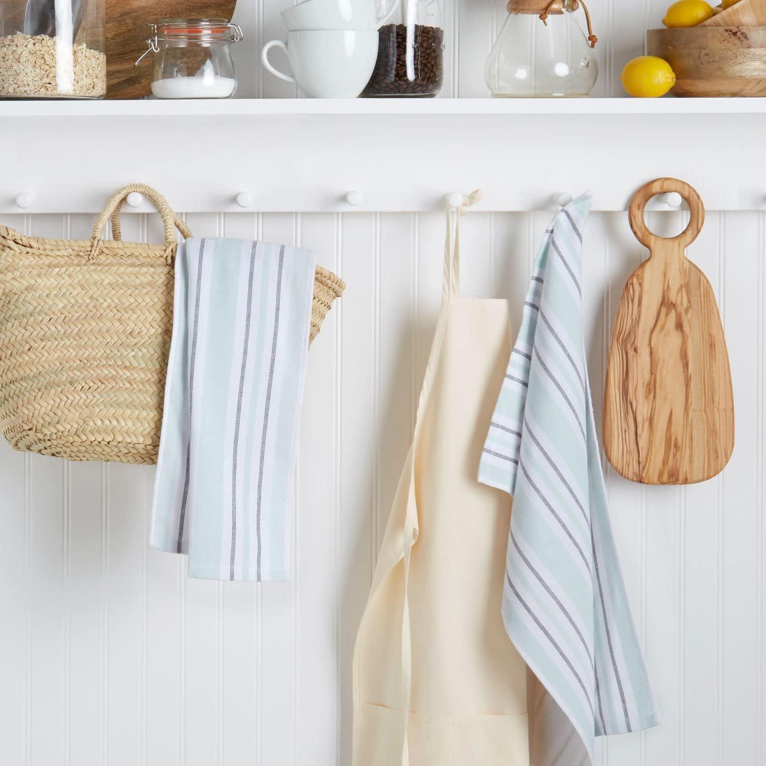 imageMartha Stewart Morris Stripe Kitchen Towel 2Pack Set Blue 16x28Aqua