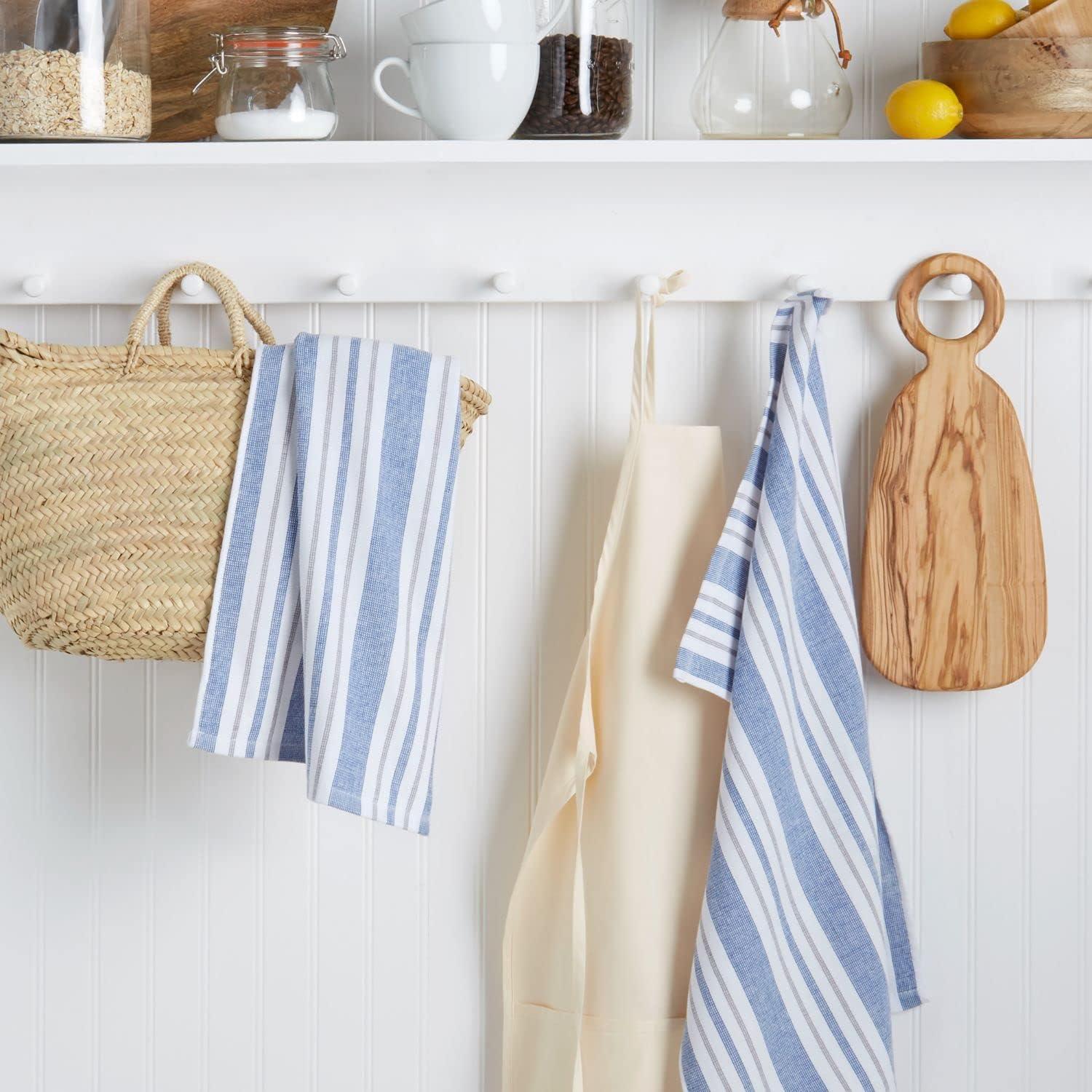 imageMartha Stewart Morris Stripe Kitchen Towel 2Pack Set Blue 16x28Blue