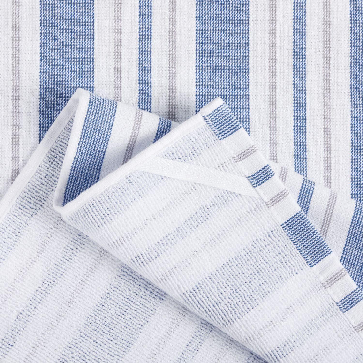 imageMartha Stewart Morris Stripe Kitchen Towel 2Pack Set Blue 16x28Blue