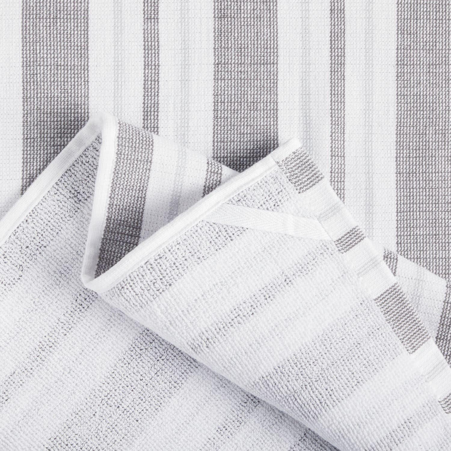 imageMartha Stewart Morris Stripe Kitchen Towel 2Pack Set Blue 16x28Grey