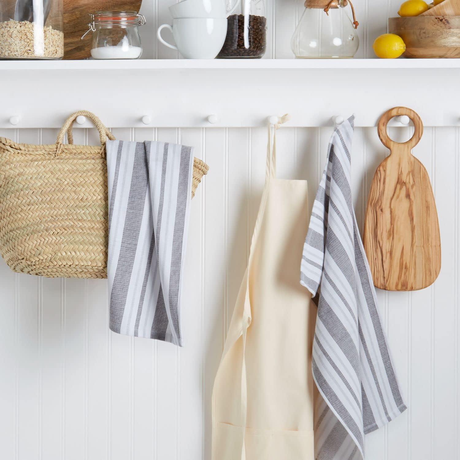 imageMartha Stewart Morris Stripe Kitchen Towel 2Pack Set Blue 16x28Grey