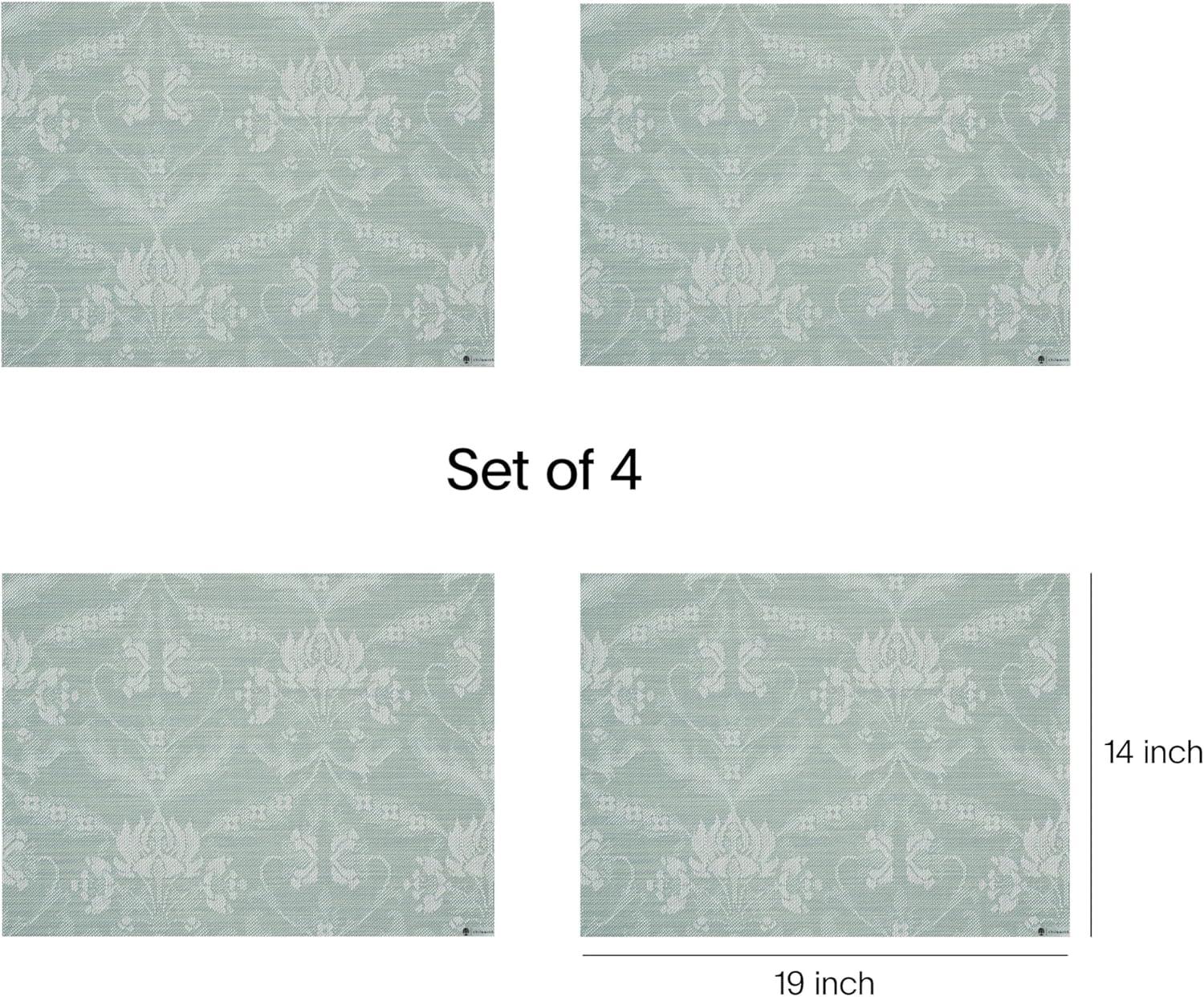 imageMartha by Martha Stewart Chilewich Damask Placemats in Flax Set of 4 Easy Care Woven Tabletop Textiles IndoorOutdoor 19 x 14 RectangleAbalone