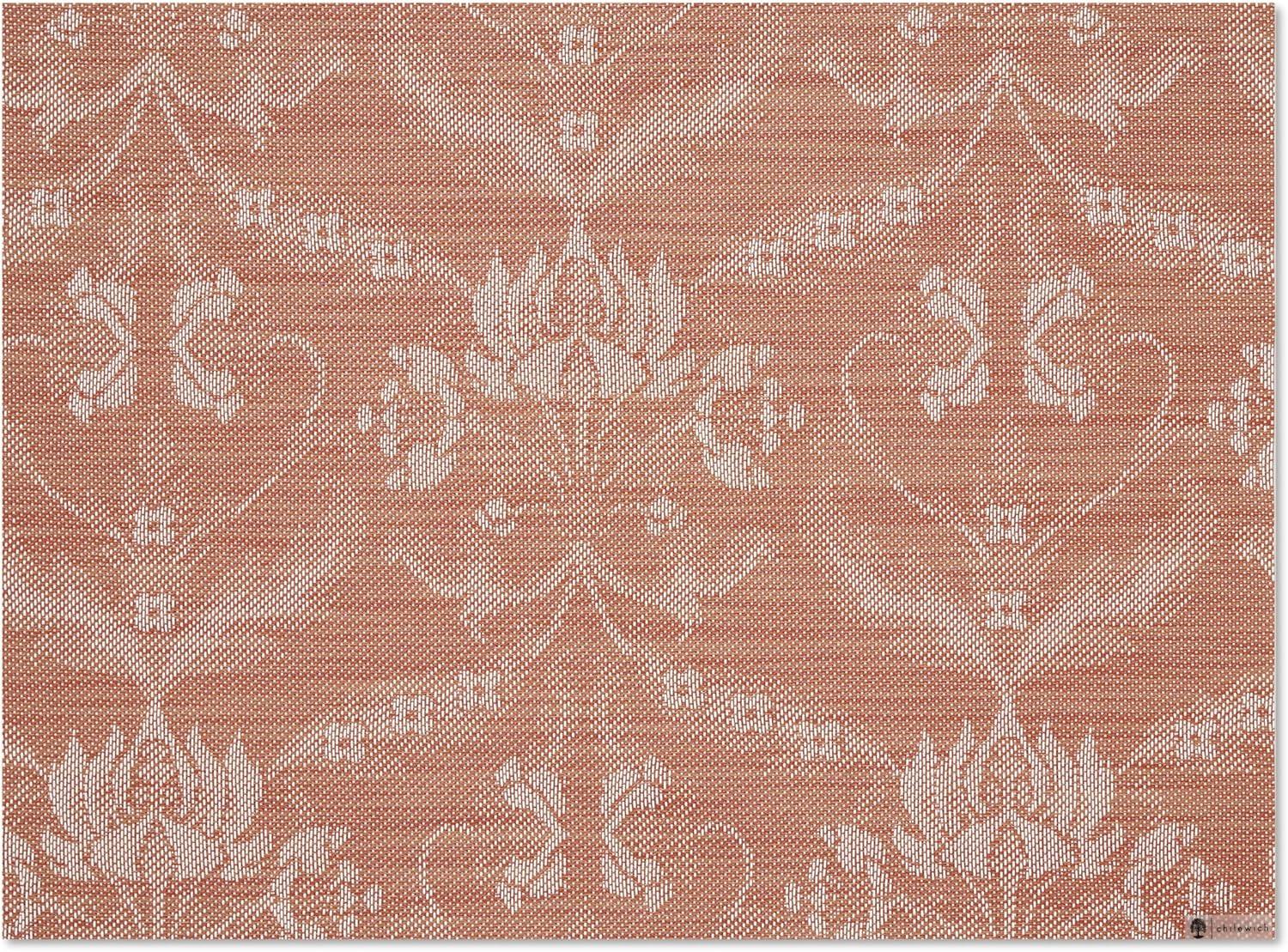 imageMartha by Martha Stewart Chilewich Damask Placemats in Flax Set of 4 Easy Care Woven Tabletop Textiles IndoorOutdoor 19 x 14 RectangleBurnt Coral