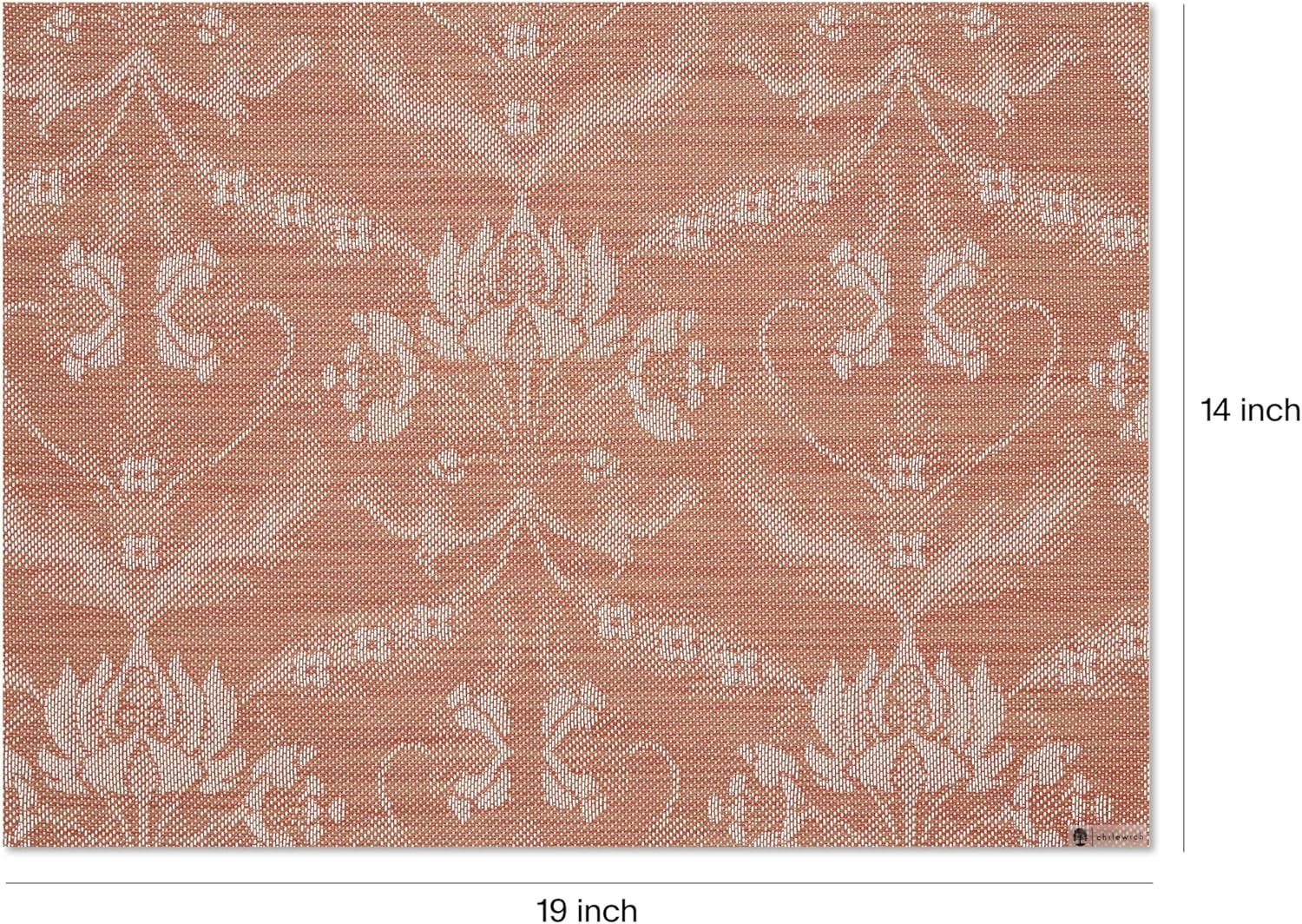 imageMartha by Martha Stewart Chilewich Damask Placemats in Flax Set of 4 Easy Care Woven Tabletop Textiles IndoorOutdoor 19 x 14 RectangleBurnt Coral