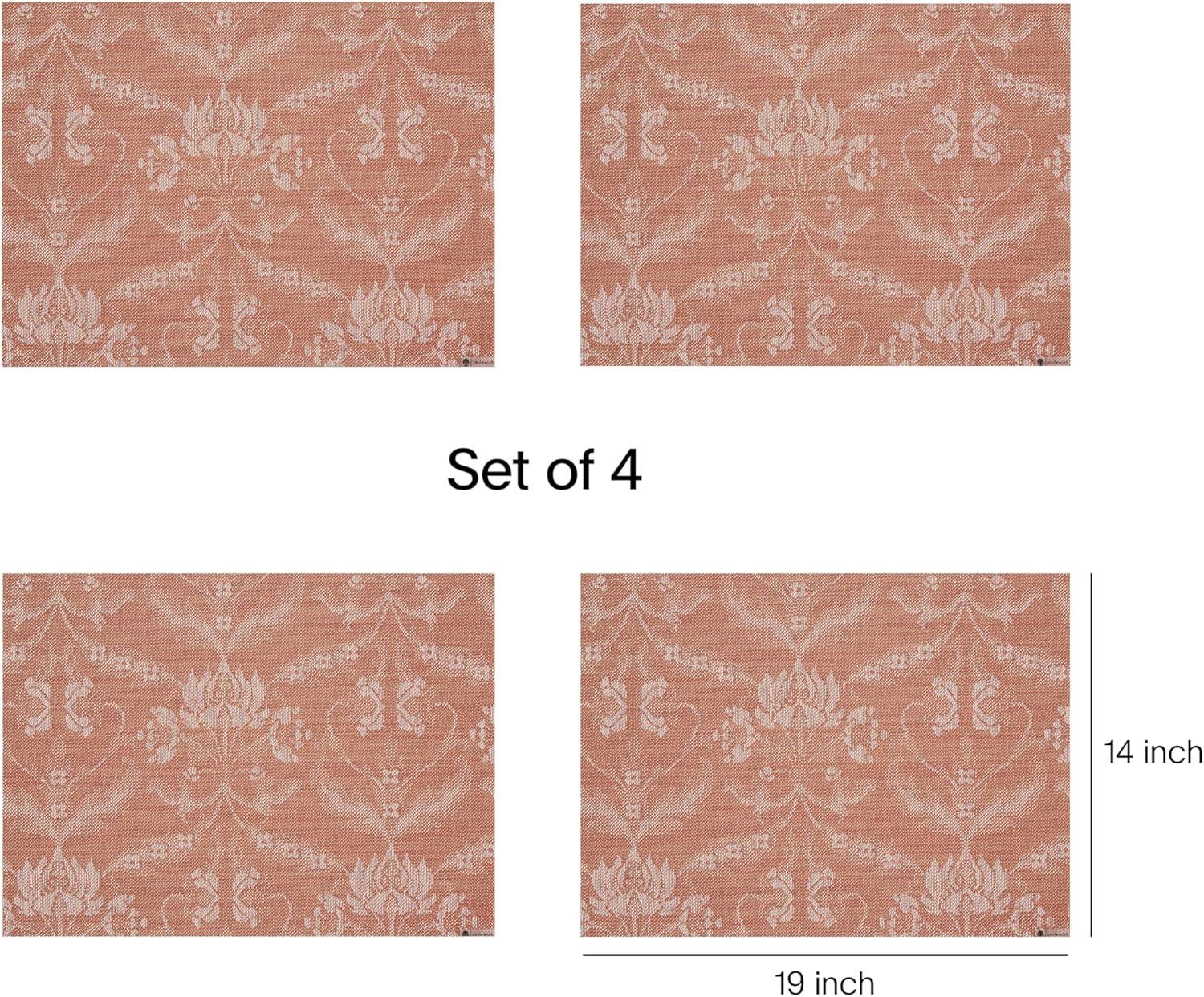 imageMartha by Martha Stewart Chilewich Damask Placemats in Flax Set of 4 Easy Care Woven Tabletop Textiles IndoorOutdoor 19 x 14 RectangleBurnt Coral