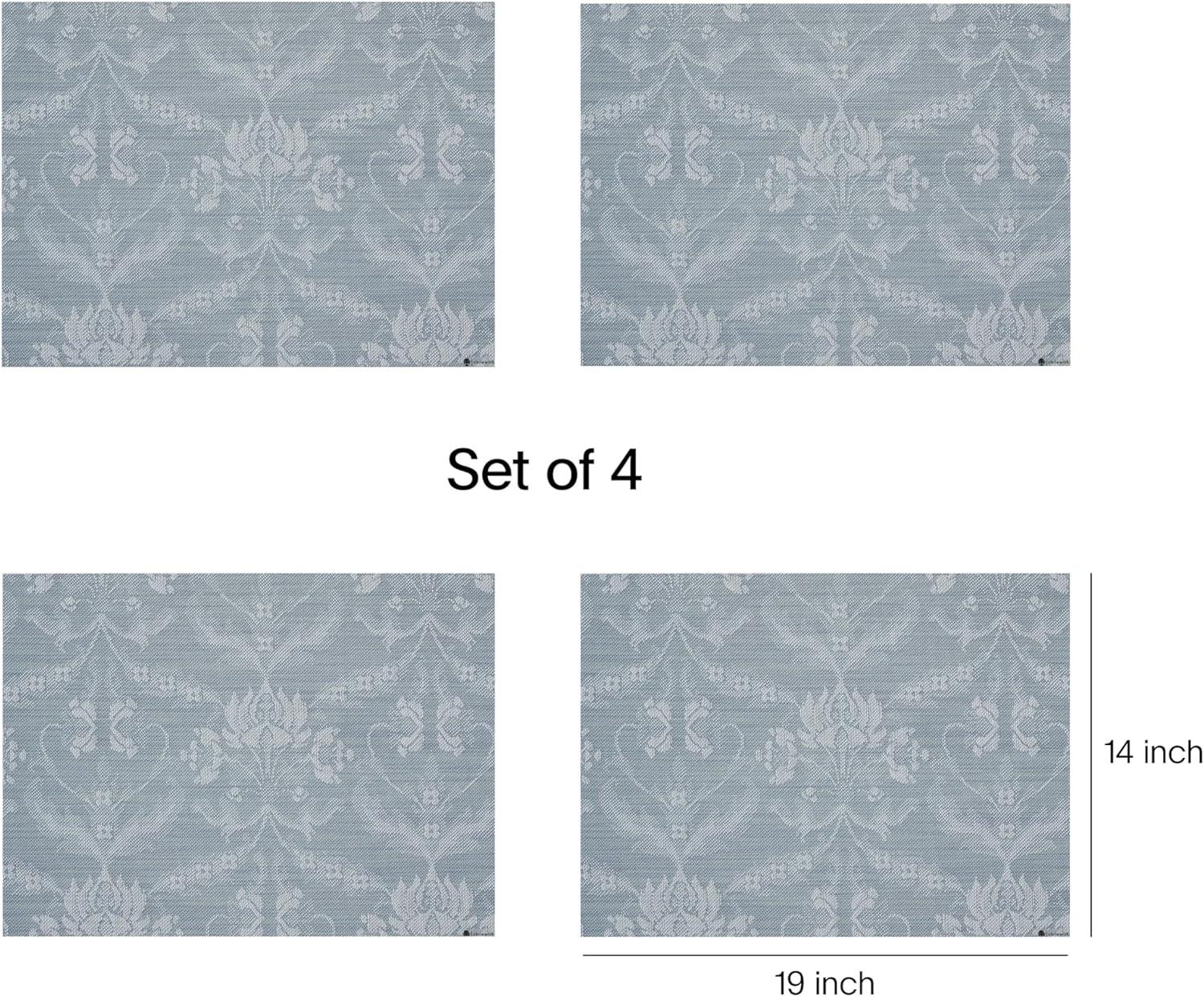 imageMartha by Martha Stewart Chilewich Damask Placemats in Flax Set of 4 Easy Care Woven Tabletop Textiles IndoorOutdoor 19 x 14 RectangleSea