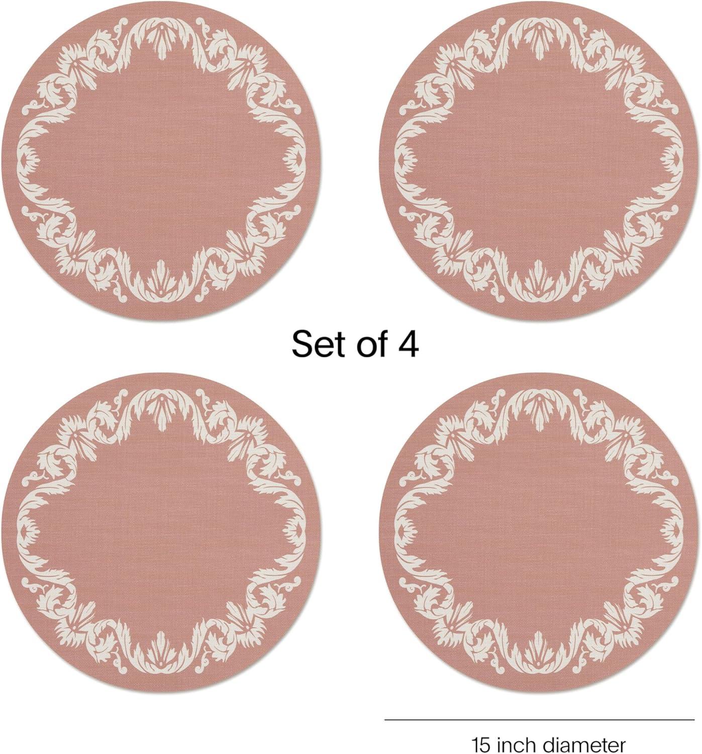 imageMartha by Martha Stewart Chilewich Scroll Round Set of 4 Placemats in SEABurnt Coral