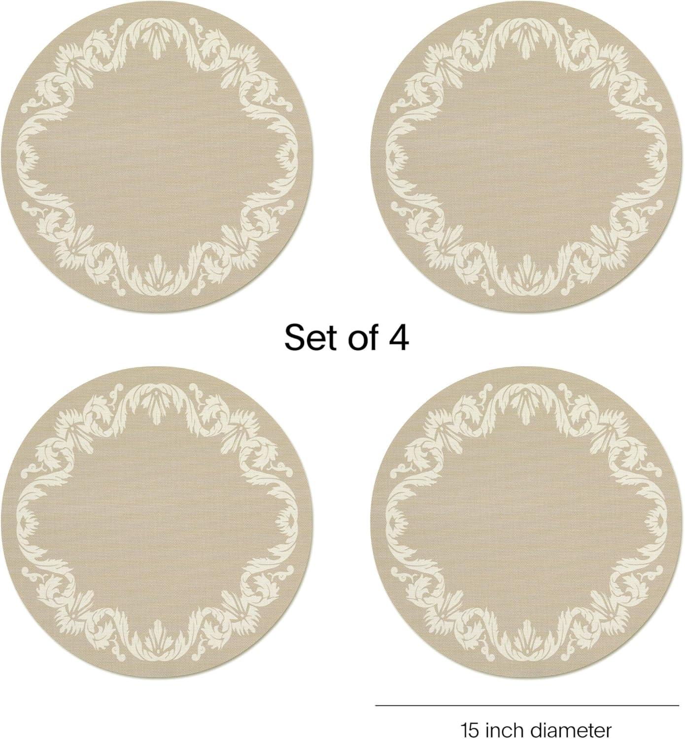 imageMartha by Martha Stewart Chilewich Scroll Round Set of 4 Placemats in SEAFlax