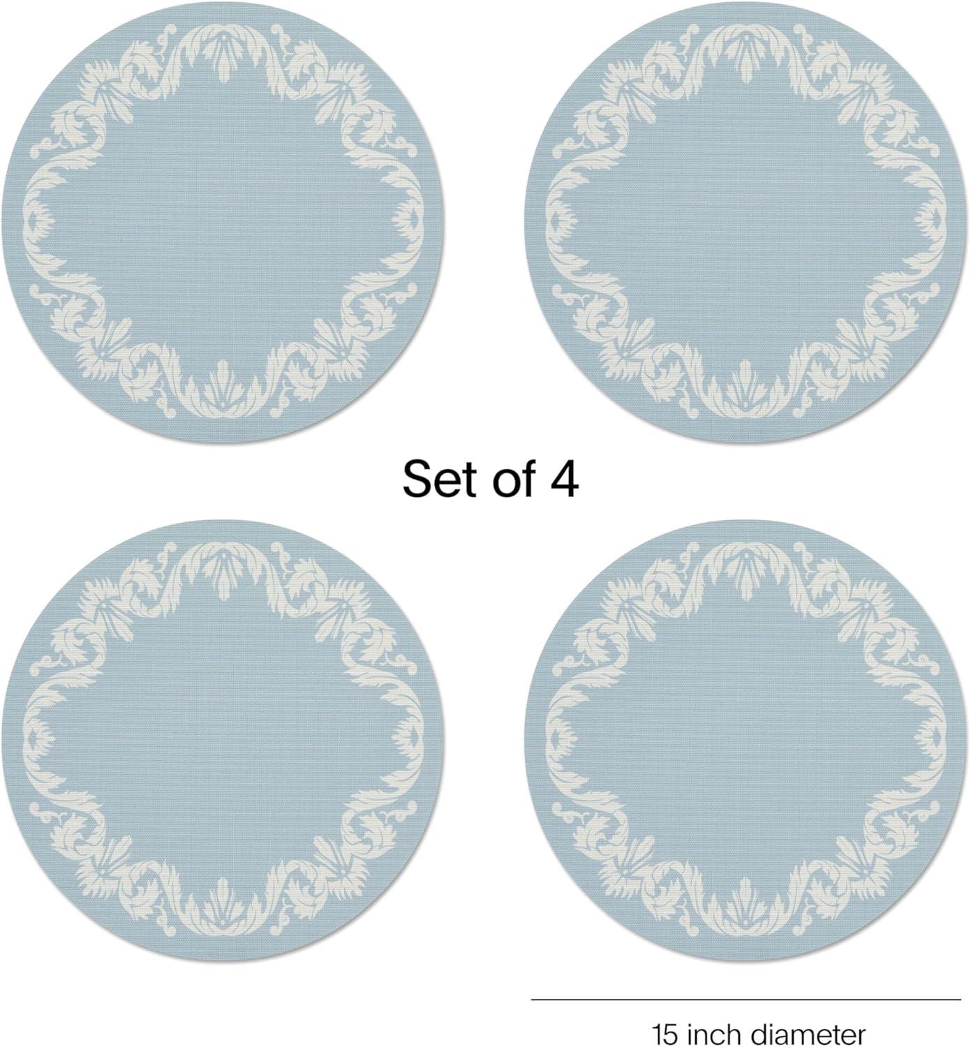 imageMartha by Martha Stewart Chilewich Scroll Round Set of 4 Placemats in SEASea