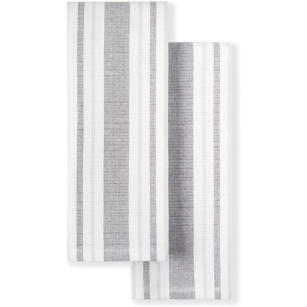 imageMartha Stewart Morris Stripe Kitchen Towel 2Pack Set Blue 16x28Grey