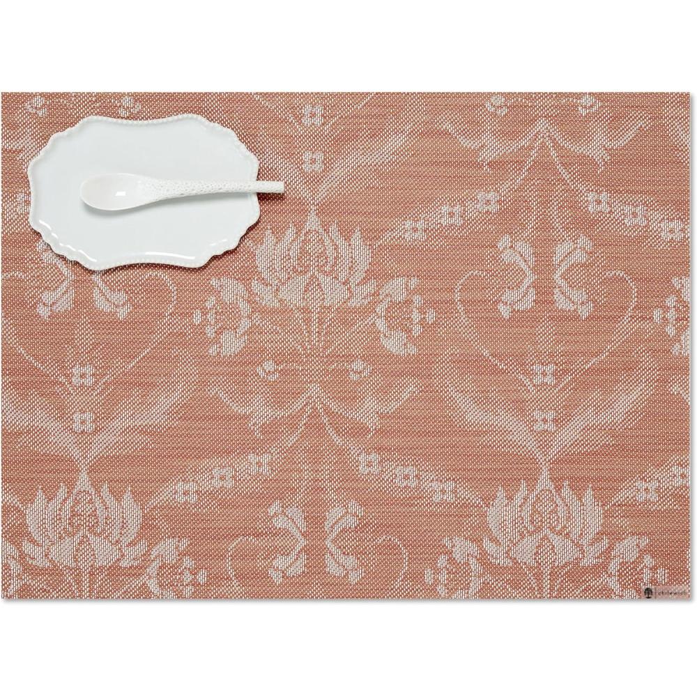 imageMartha by Martha Stewart  Chilewich Damask Placemats in Flax  Set of 4  Easy Care Woven Tabletop Textiles  IndoorOutdoor  19 x 14 RectangleBurnt Coral