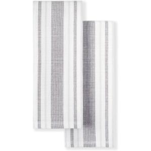 Martha Stewart Morris Stripe Kitchen Towel 2-Pack Set, Blue, 16″x28″(Grey)
