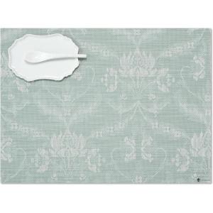 Martha by Martha Stewart | Chilewich Damask Placemats in Flax – Set of 4 – Easy Care Woven Tabletop Textiles – Indoor/Outdoor – 19″ x 14″ Rectangle(Abalone)