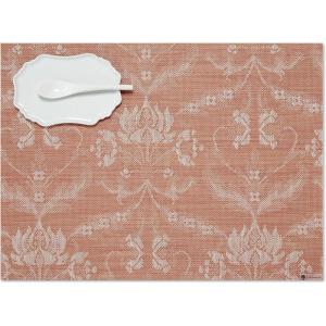 Martha by Martha Stewart | Chilewich Damask Placemats in Flax – Set of 4 – Easy Care Woven Tabletop Textiles – Indoor/Outdoor – 19″ x 14″ Rectangle(Burnt Coral)