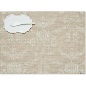 Martha by Martha Stewart | Chilewich Damask Placemats in Flax – Set of 4 – Easy Care Woven Tabletop Textiles – Indoor/Outdoor – 19″ x 14″ Rectangle(Flax)