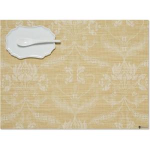 Martha by Martha Stewart | Chilewich Damask Placemats in Flax – Set of 4 – Easy Care Woven Tabletop Textiles – Indoor/Outdoor – 19″ x 14″ Rectangle(Wheat)