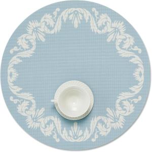 Martha by Martha Stewart | Chilewich Scroll Round Set of 4 Placemats in SEA(Sea)
