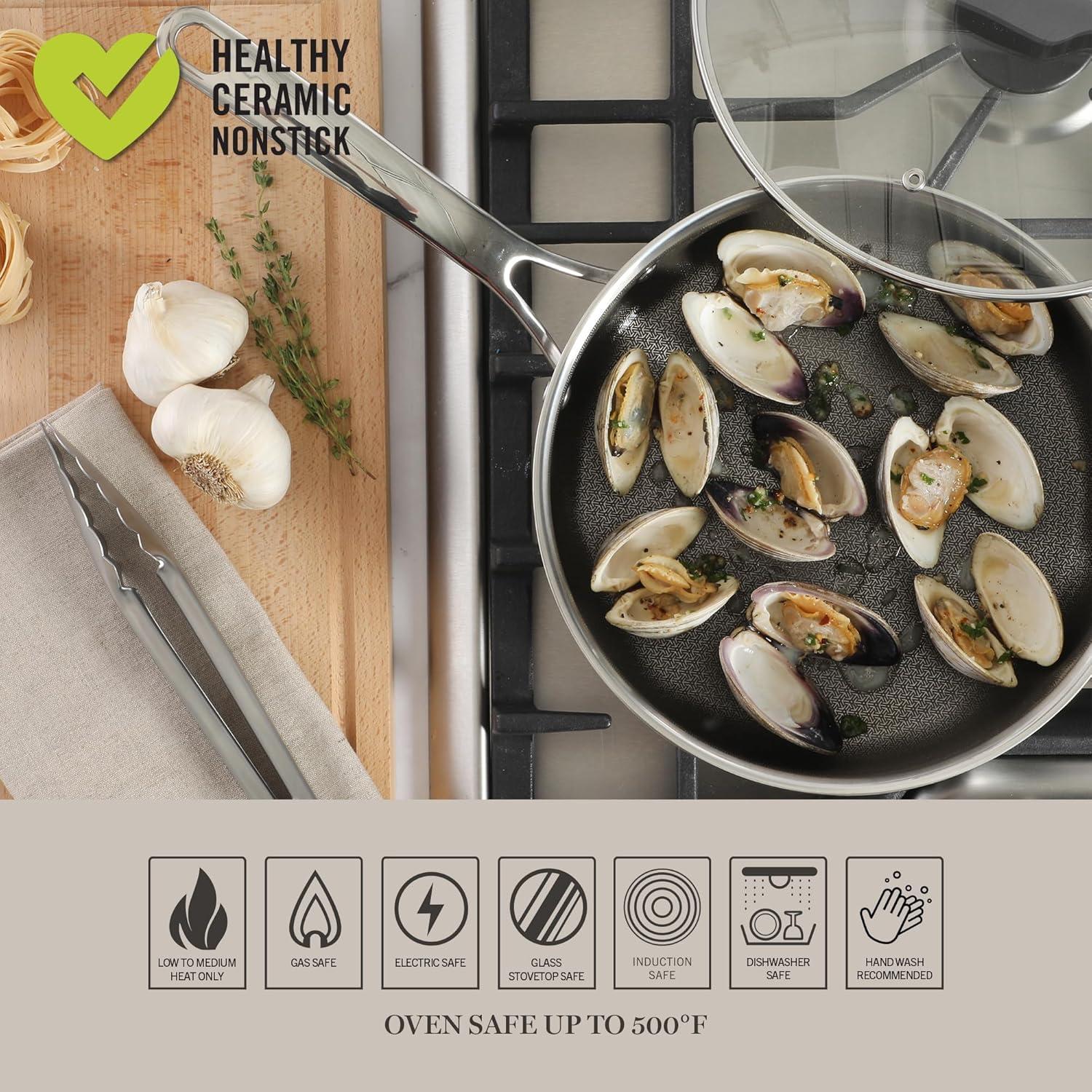 imageMartha Stewart 12 Piece Heavy Gauge Aluminum Hard Anodized Premium Nonstick Cookware Set Induction Safe Copper wBlack InteriorTriply Stainless