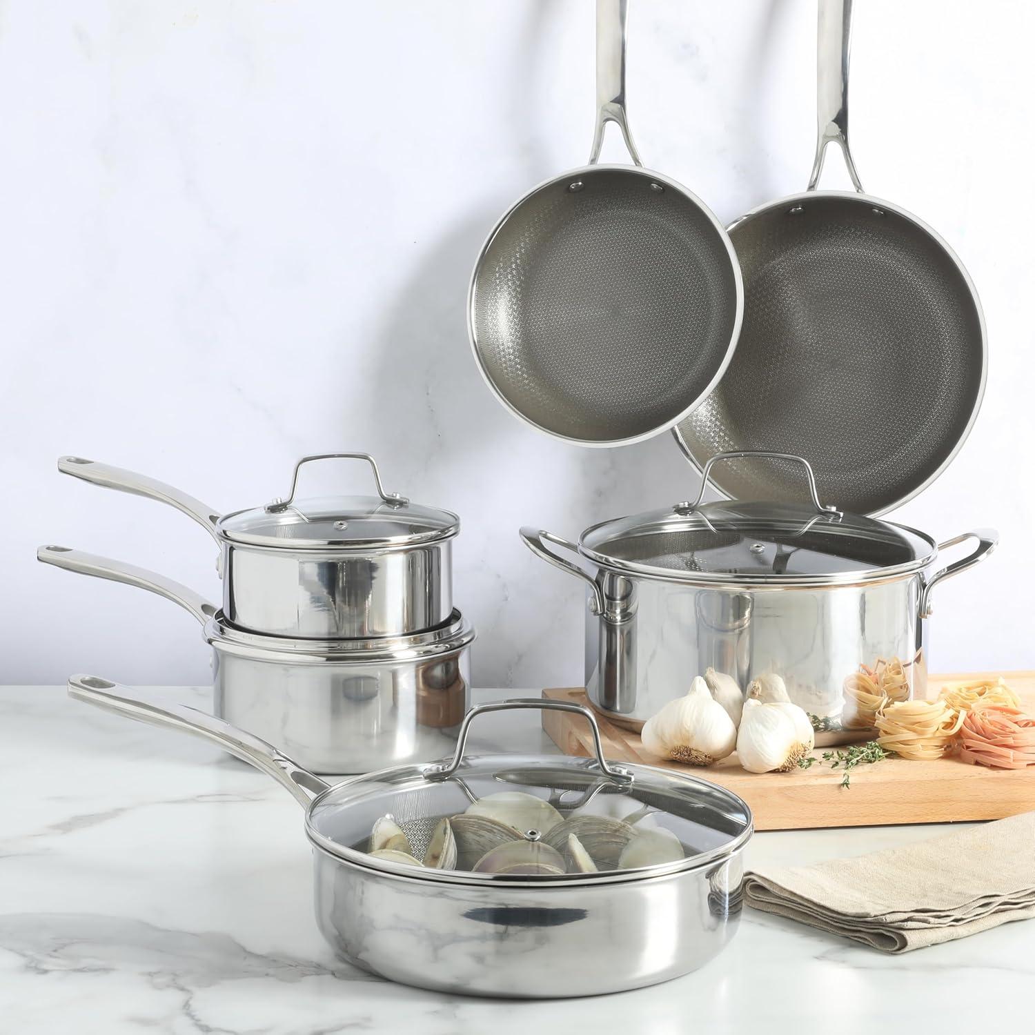 imageMartha Stewart 12 Piece Heavy Gauge Aluminum Hard Anodized Premium Nonstick Cookware Set Induction Safe Copper wBlack InteriorTriply Stainless